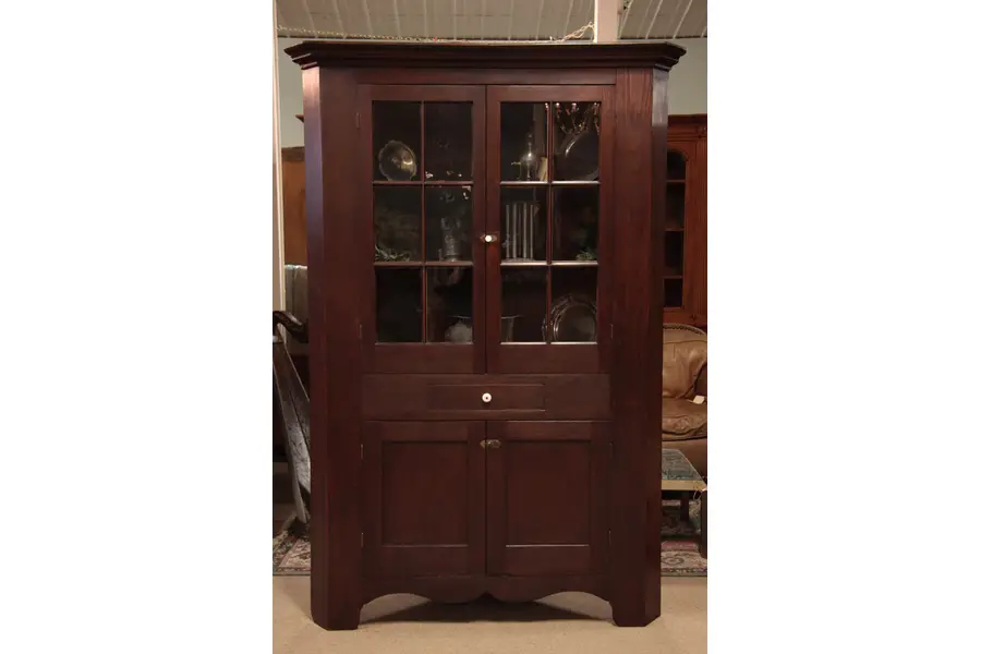 Photo of New England Country Pine Antique Corner Cupboard