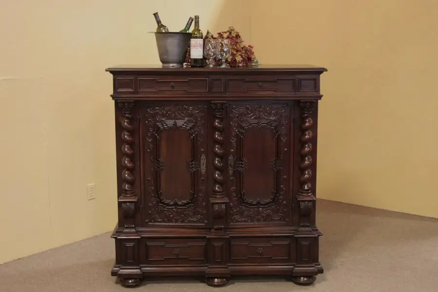Photo of Swiss Carved Wine or Sideboard Cabinet