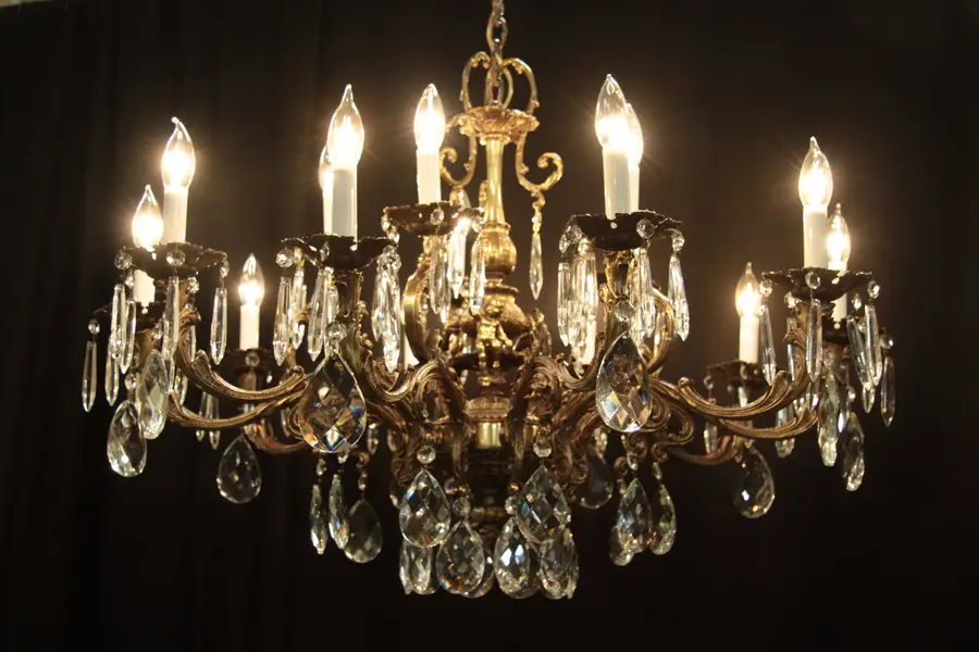 Photo of Bronze & Crystal 15 Candle Cherub Chandelier