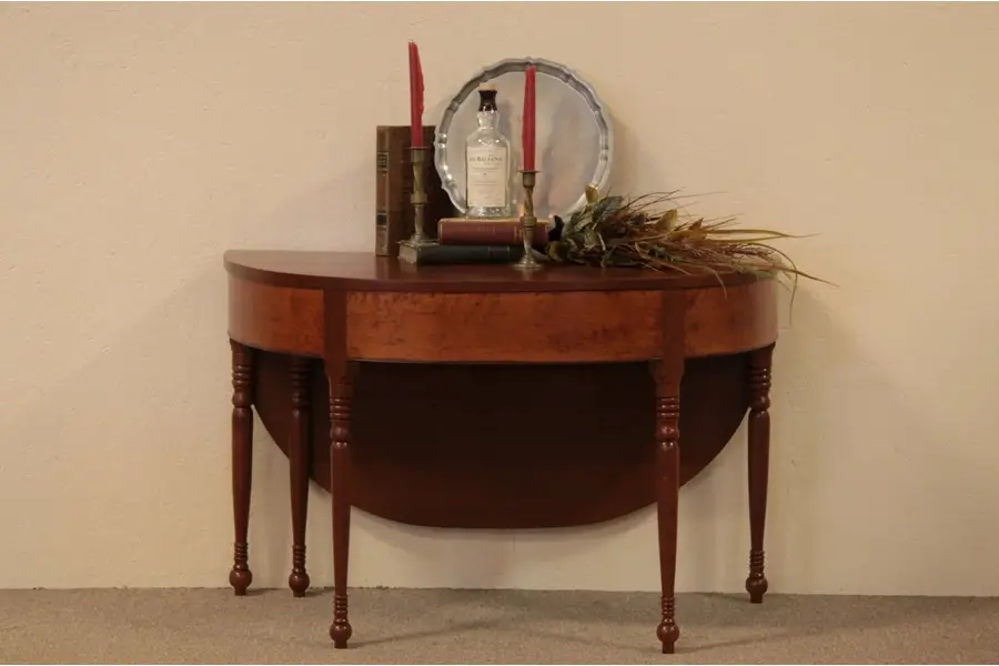 Photo of Sheraton Cherry Drop-leaf Demilune Console Table