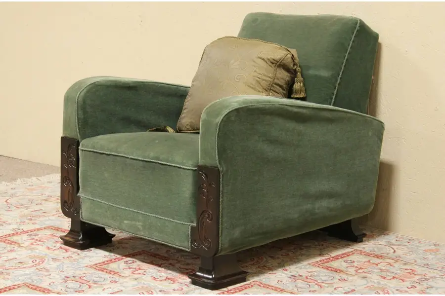 Photo of Art Deco 1940 Original Mohair Upholstered Armchair