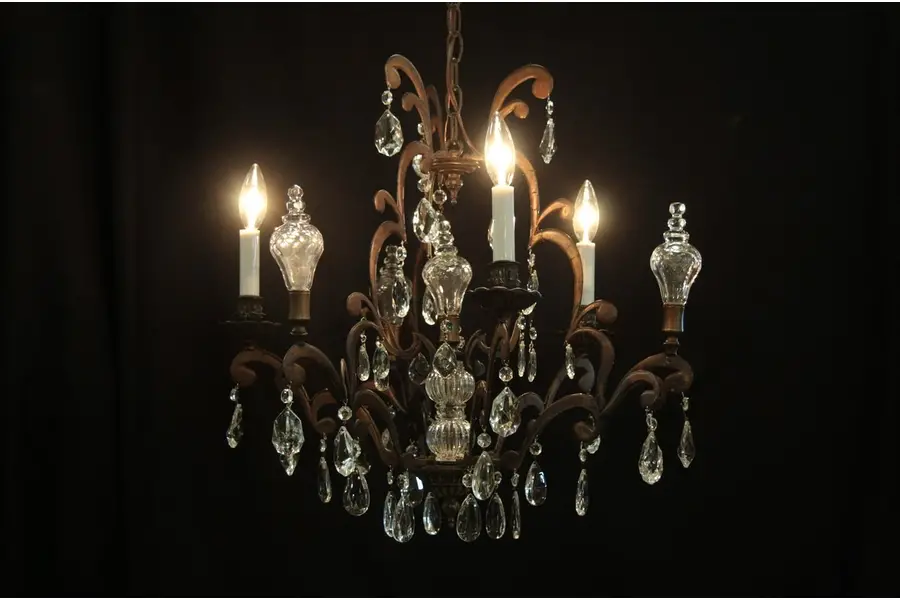 Photo of Bronze Chandelier, Crystal Prisms
