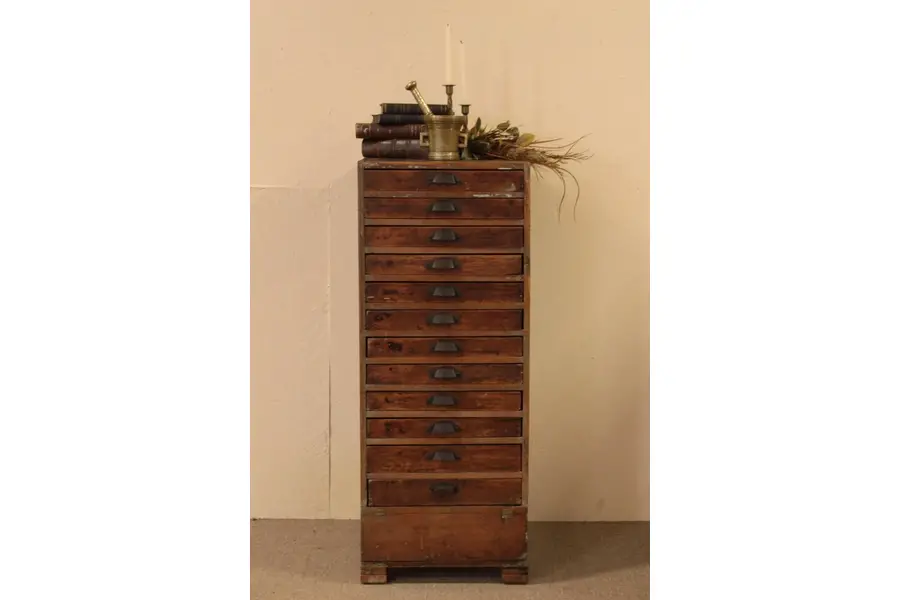 Photo of Primitive 12 Drawer Country Pine Printer's Cabinet