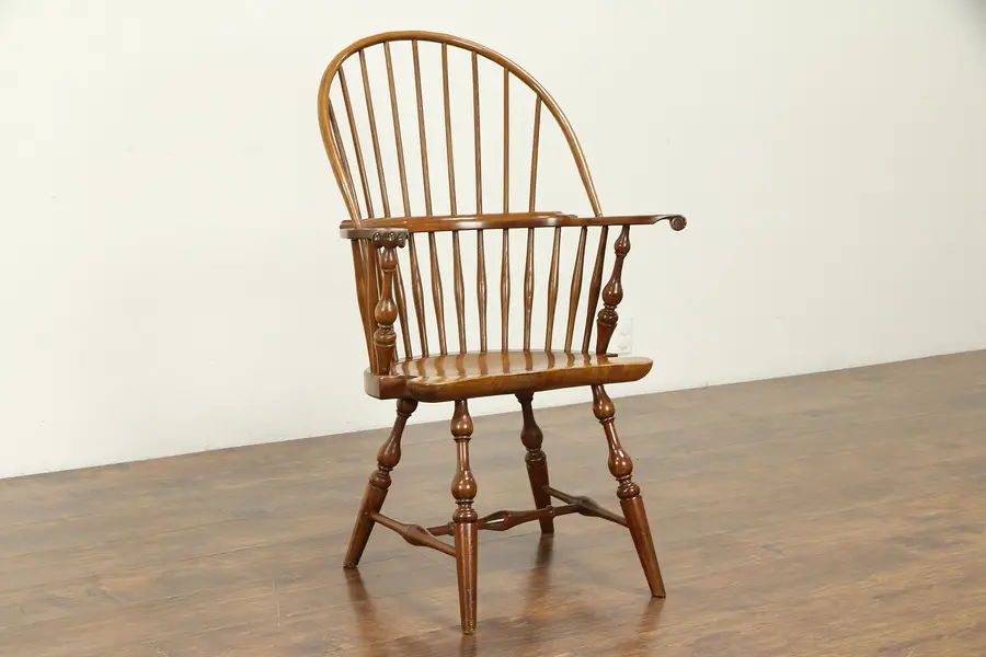 Photo of Windsor Vintage Cherry Chair with Arms, Signed Stickley NY