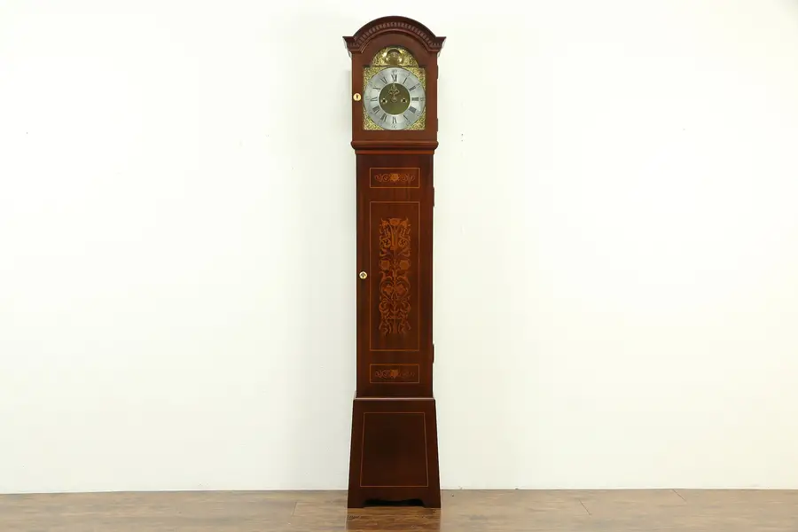 Photo of Mahogany & Marquetry Antique 1900 Austrian Grandfather Tall Case Clock