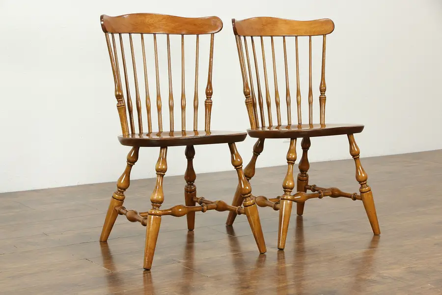 Photo of Pair of Windsor Vintage Side or Office Chairs Nichols & Stone