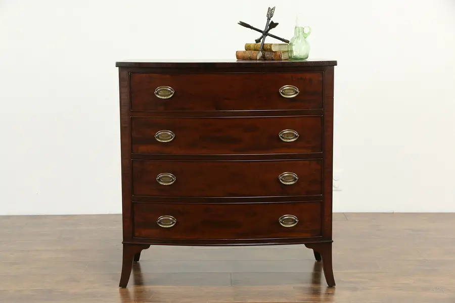 Photo of Hepplewhite Design Bowfront Mahogany Antique Chest