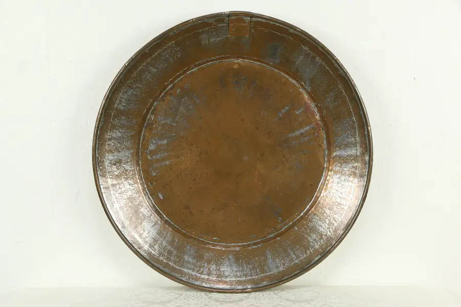 Photo of Hand Hammered Turkish Copper 28" Banquet Tray or Wall Plaque, Tin Wash