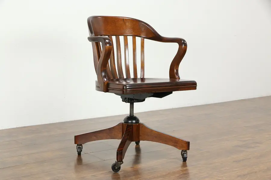 Photo of Antique Swivel Adjustable Office Desk Chair, Sikes Buffalo NY
