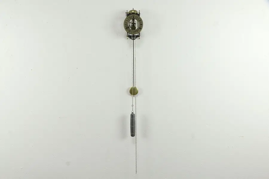 Photo of Skeleton Vintage Clock, 1600's Design, Chain & Weight, Bell Hour Strike