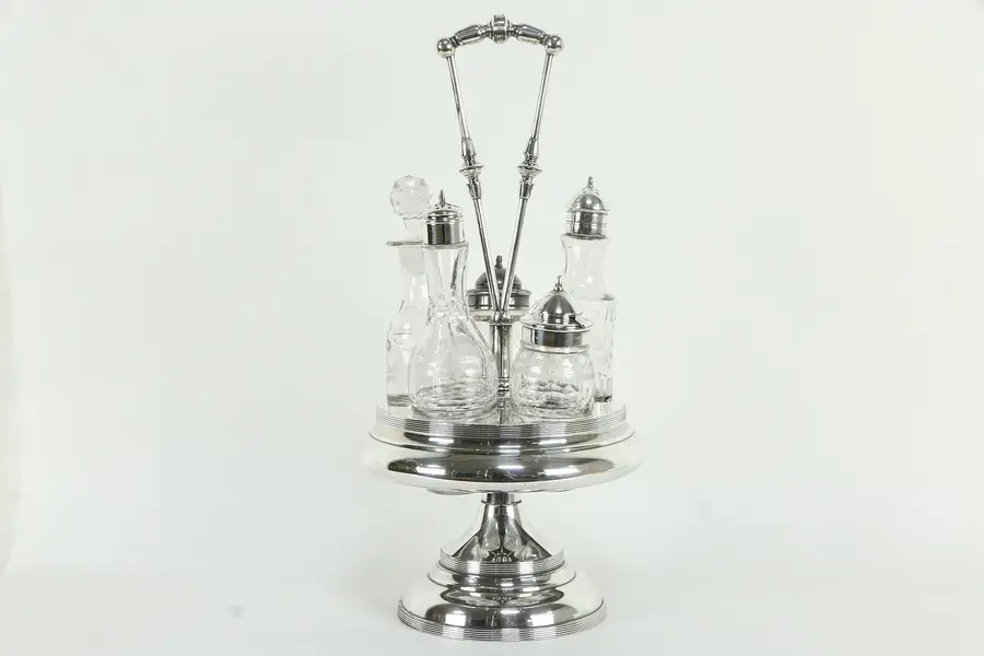 Photo of Victorian Antique Silverplate Castor Condiment & Cruet Set
