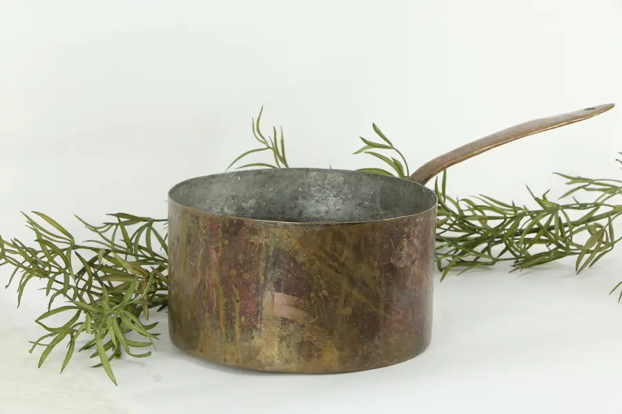 Photo of Copper French Farmhouse Antique Dovetailed Kettle #92, Tin Wash