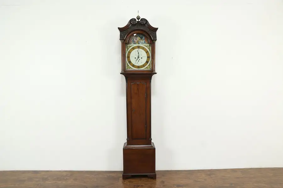 Photo of Georgian English Antique Tall Case Clock Belshazzar's Feast, Dixon Hexham