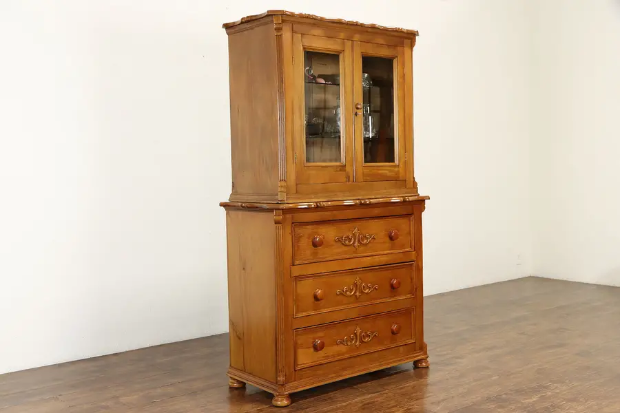 Photo of Farmhouse Country Pine Cupboard Scandinavian Kitchen Pantry Cabinet