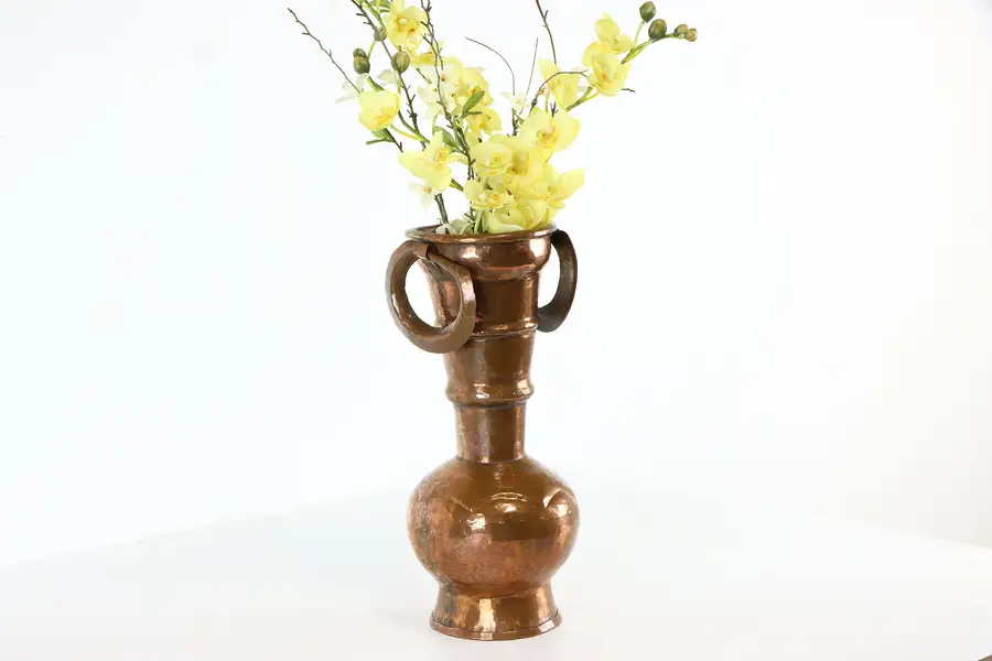 Photo of Copper Antique Hand Hammered & Dovetailed Farmhouse Urn or Vase
