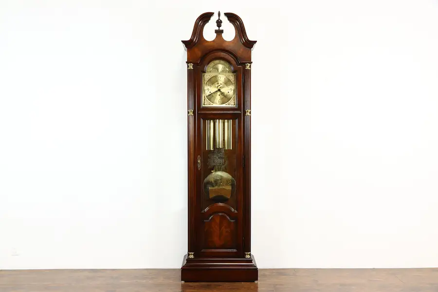 Photo of Howard Miller Vintage Mahogany Tall Case Grandfather Clock, Westminster