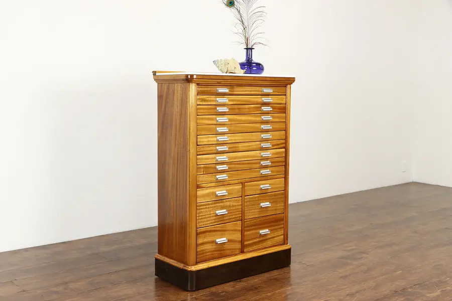 Photo of Art Deco Dentist Mahogany Dental Cabinet, Jewelry Chest, Collector File