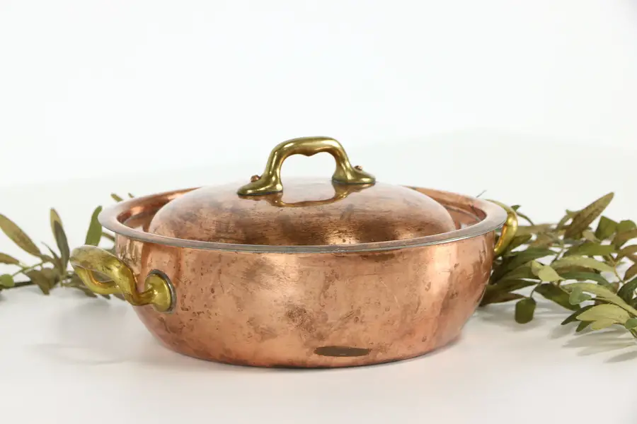 Photo of Copper Vintage Farmhouse Swiss Copper Pot or Kettle & Lid, Culinox