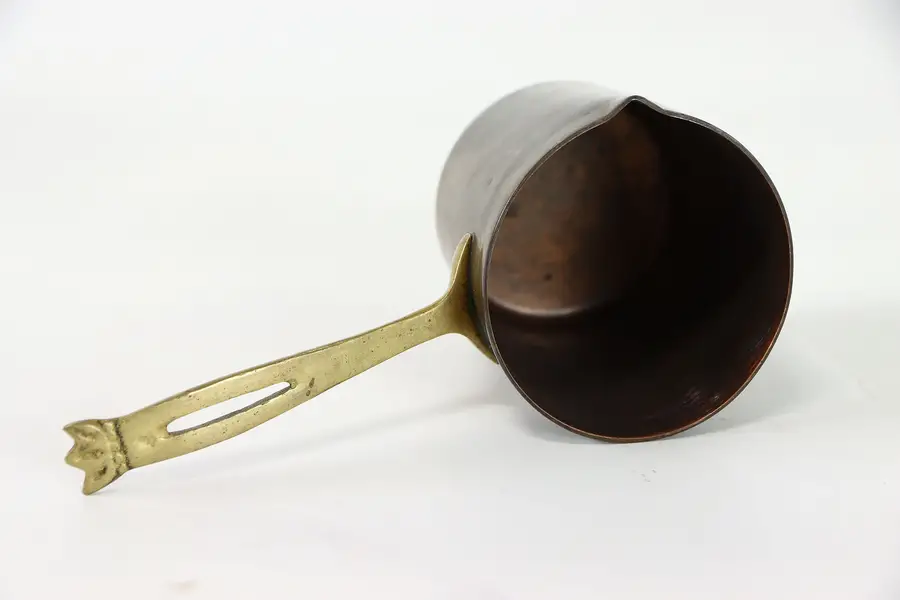 Photo of Farmhouse Antique Copper Measure Sauce Pitcher With Brass Handle