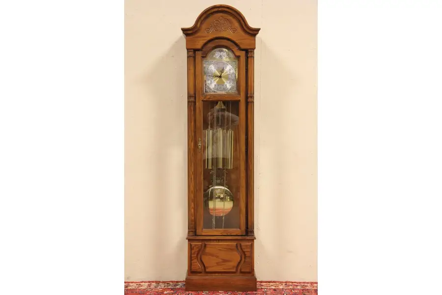 Photo of Howard Miller Oak Tall Case Grandfather Clock