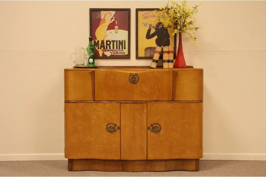 Photo of Midcentury Modern Birdseye Secretary Desk Server