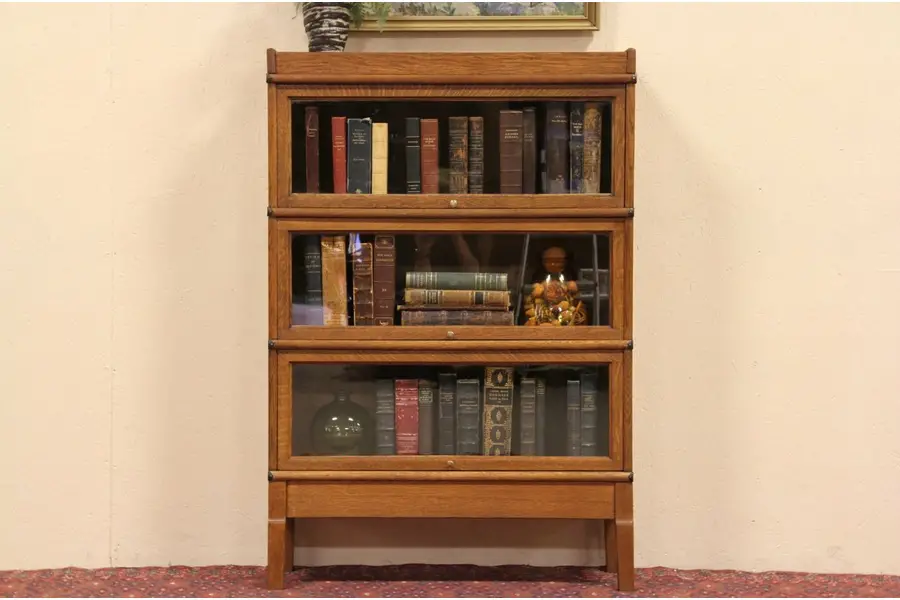 Photo of Globe Wernicke 1910 Arts & Crafts 3 Stack Oak Bookcase