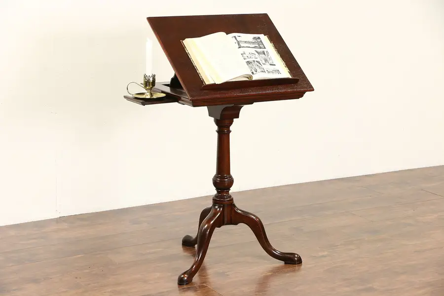 Photo of English Traditional Library Book, Bible or Dictionary Stand, Signed Caledonian