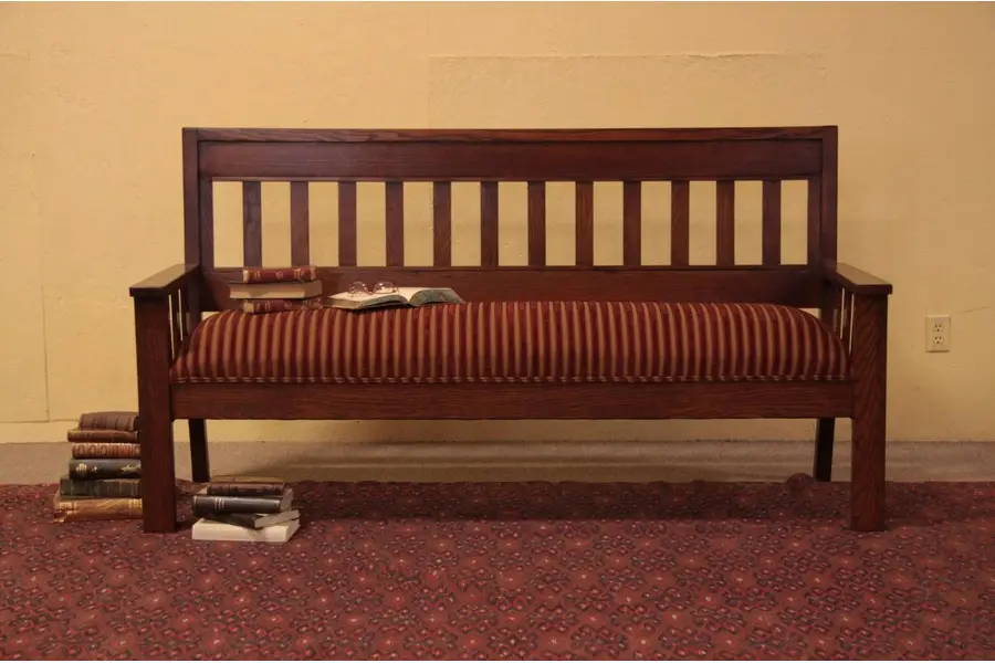 Photo of Arts & Crafts Mission Oak Railroad Bench