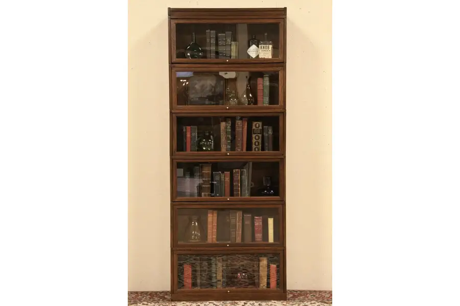 Photo of Macey 6 Stack 1915 Antique Oak Lawyer Bookcase