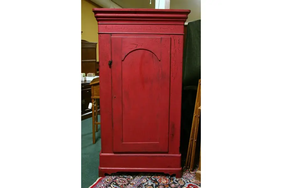 Photo of Pine 1840 Armoire, Red Crackle Finish