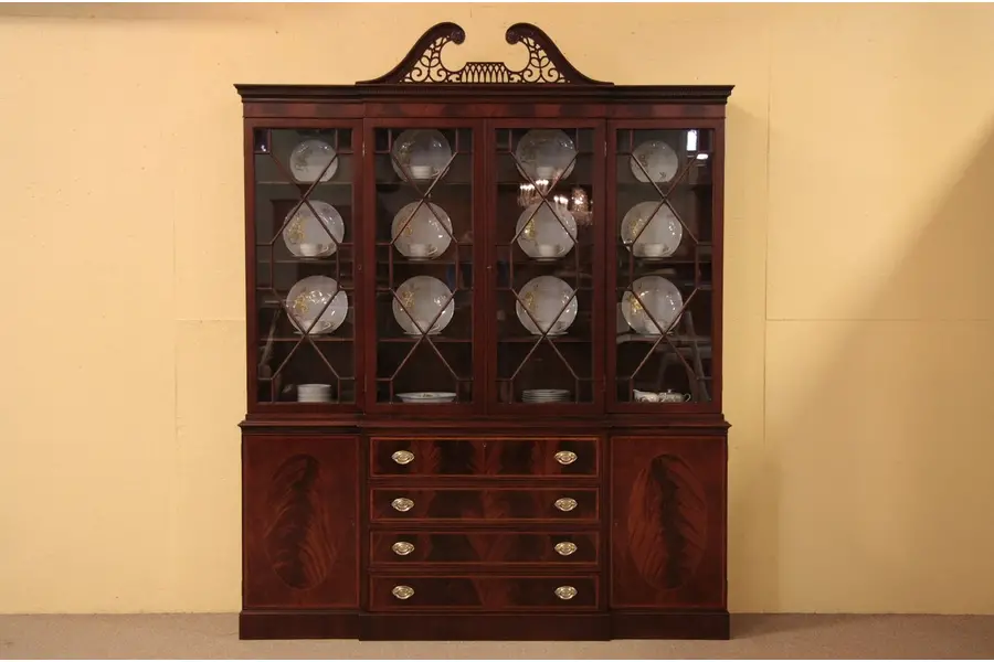 Photo of Georgian Mahogany Breakfront China Cabinet Bookcase