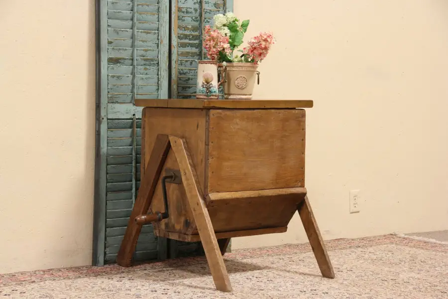 Photo of Country Pine 1890 Antique Butter Churn Table