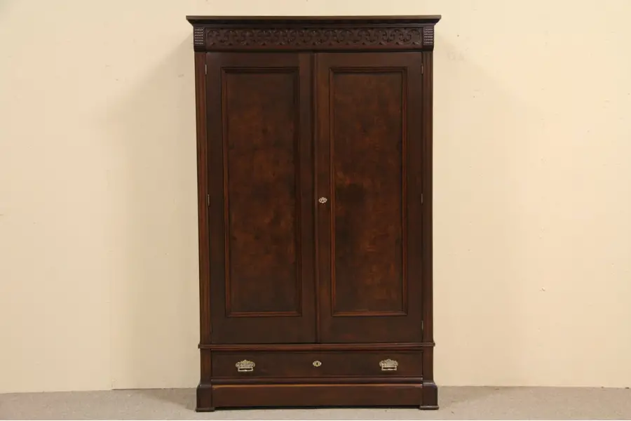 Photo of Eastlake Antique 1880's Armoire Wardrobe