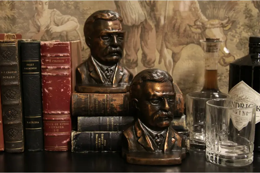 Photo of President Theodore Roosevelt Pair of Antique 1910 Bookends