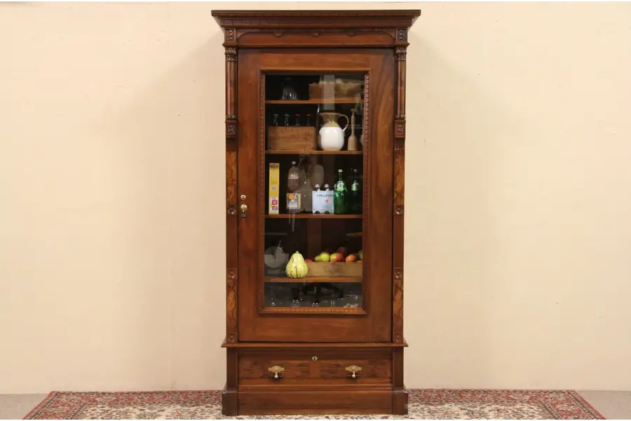 Photo of Victorian Eastlake Armoire, Bookcase or Display Cabinet