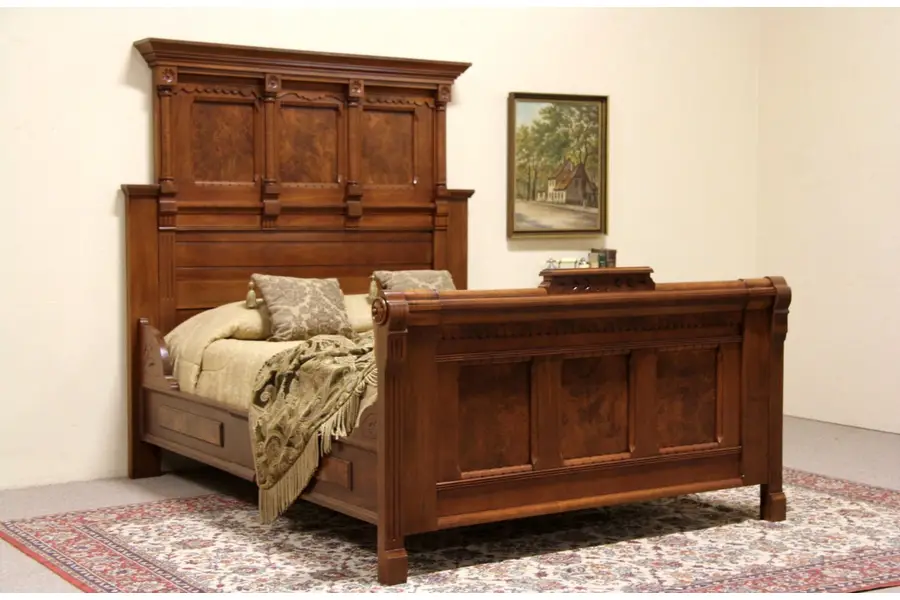 Photo of Victorian Eastlake Queen Size Antique 1880 Bed