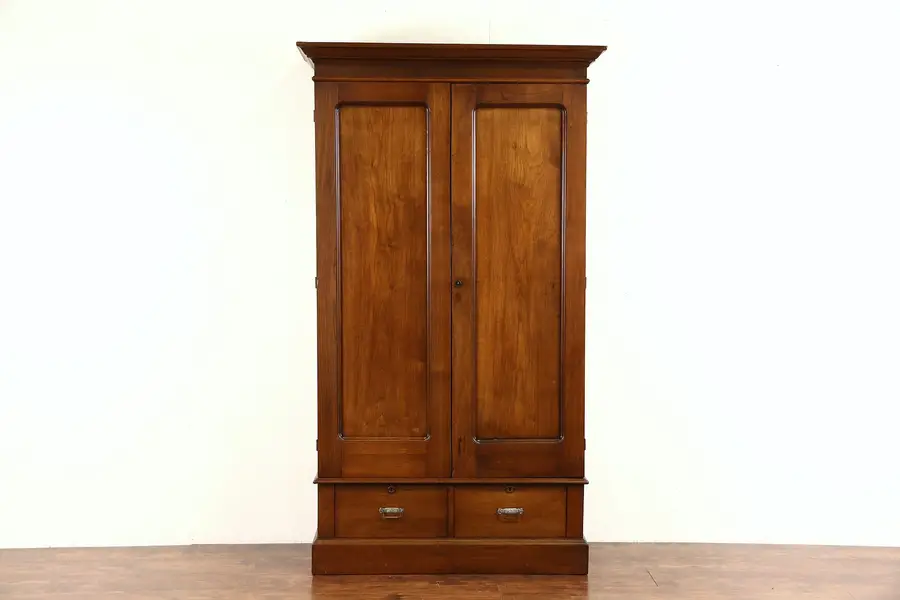 Photo of Walnut 1890 Antique Armoire, Wardrobe or Closet