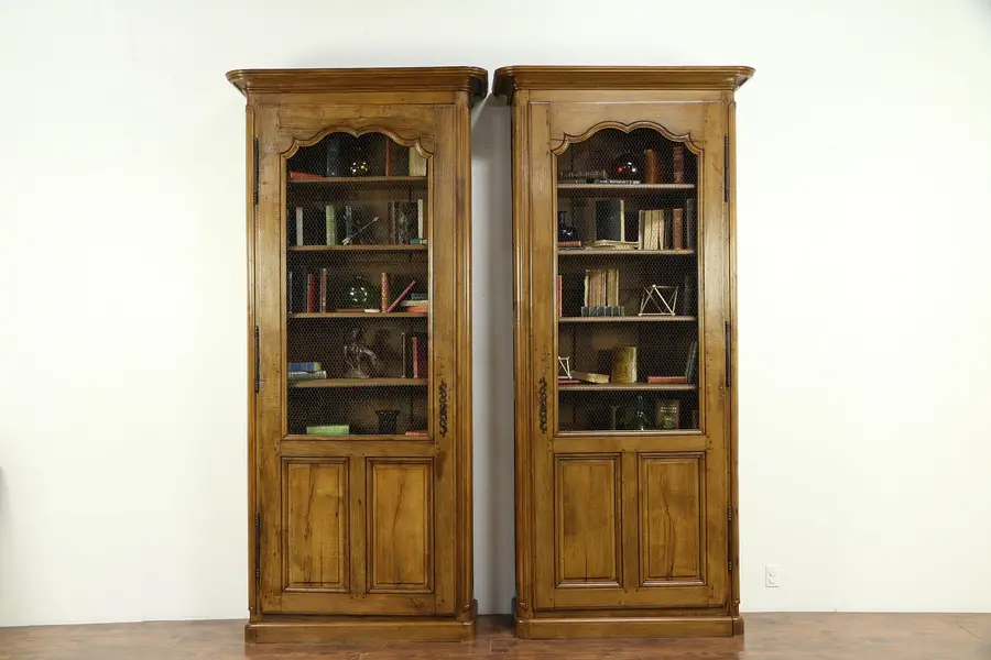 Photo of Pair French Country Provincial Oak 1780 Antique Library Bookcases