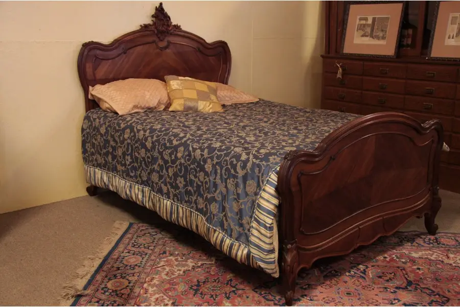Photo of Carved French Walnut Queen Bed