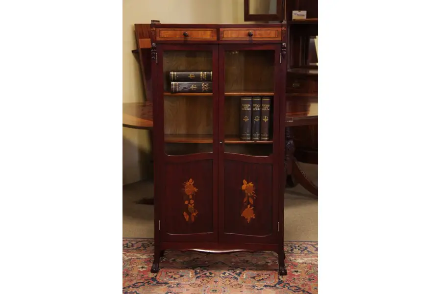 Photo of Art Nouveau Antique Bookcase or Curio Cabinet