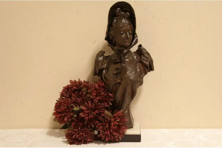 Photo of Rosteck Signed 1900 Antique Bust of a Young Woman