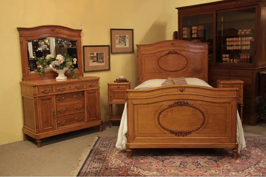 Photo of Birdseye Maple 4 Pc. Queen Bedroom Set, Marble Tops