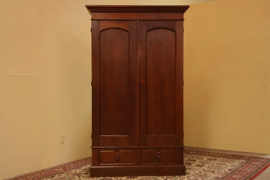 Photo of Victorian 1870 Walnut Armoire or Wardrobe