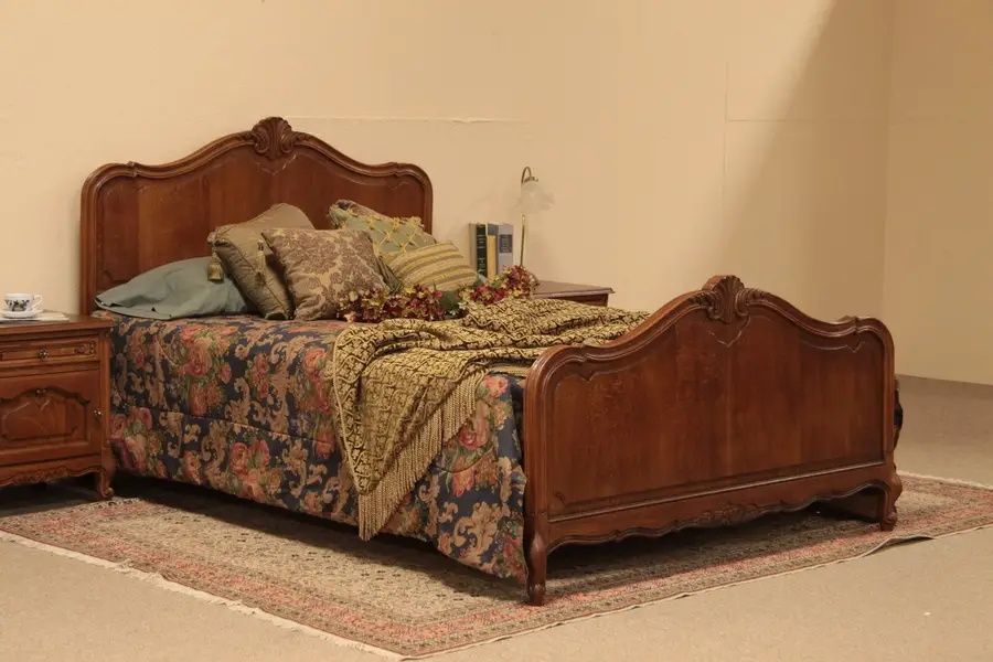 Photo of Country French Antique 1920's Oak Queen Size Bed