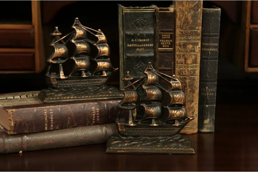 Photo of Pair Antique Constitution Clipper Ship Bookends