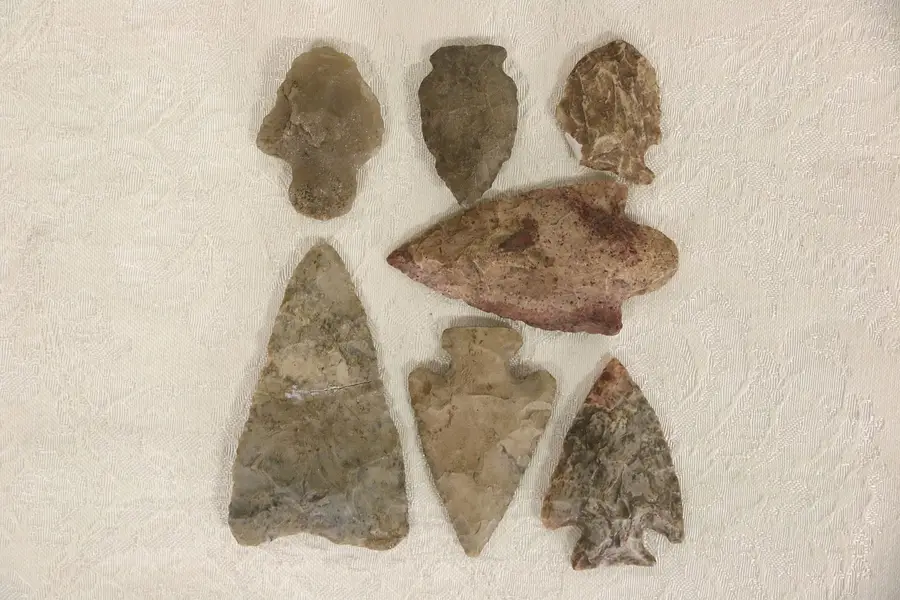 Photo of American Indian Points or Arrowheads from Wisconsin College, Group of 7