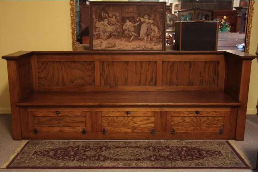 Photo of Arts & Crafts Mission Oak 9' Railroad Bench