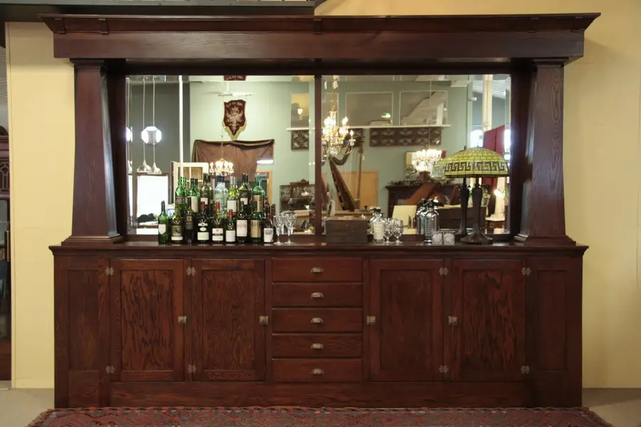 Photo of Arts & Crafts Mission Oak Antique Backbar