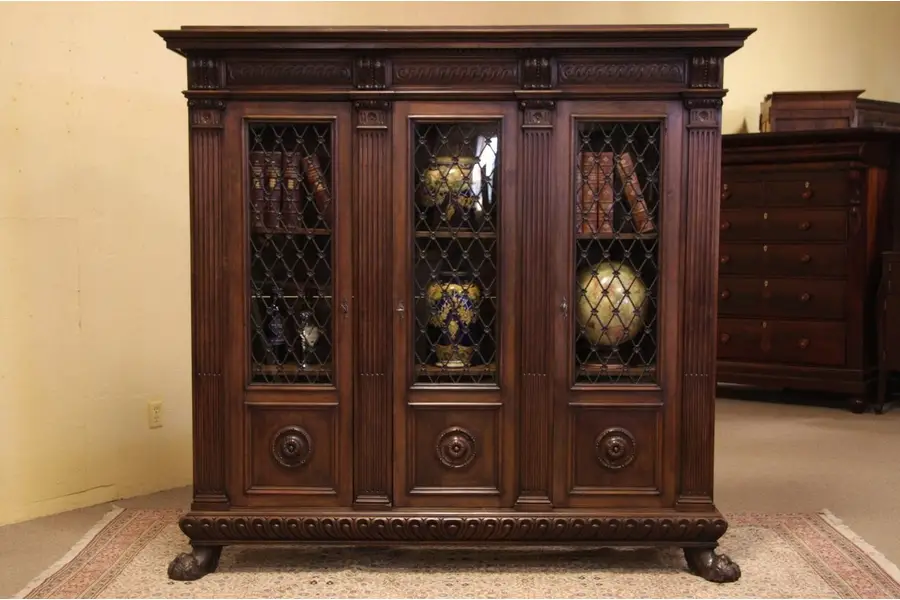Photo of Renaissance Triple Bookcase, Iron Grills, Lion Paws