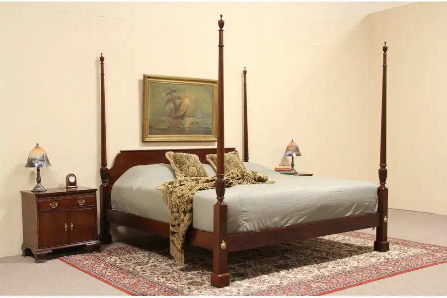 Photo of Baker King Size 4 Poster Mahogany Vintage Bed